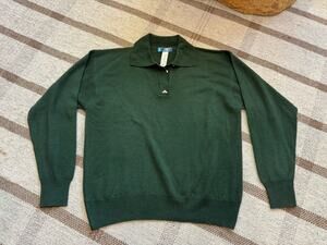 New Man Wool Dark Green Collared Sweater Women’s Medium Knit Granny Grandpa